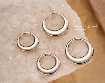 Anillo de tabique grueso de acero inoxidable de 16 G/perforación de tabique de 14 G/pendiente de aro con segmento articulado/aro de cartílago/hélice/caracola/joyería de tabique grueso