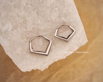 Anillo de titanio de 16 g con forma de V para tabique grueso, piercing para tabique, piercing para tabique con segmento articulado, aro para cartílago, hélice, caracola, joyería para tabique grueso