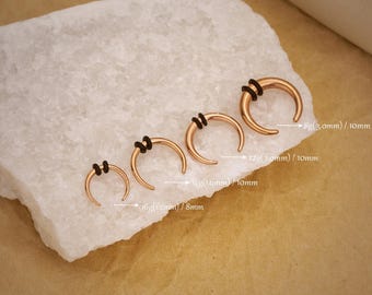 Rose Gold Cresent Pincher Septum Ring/Horeseshoe Gauges Streching/16G/14G/12G/10G/8G Horseshoe Bull Taper/ Septum Hoop/Ear Weights/Women/Men