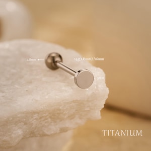 14G Titanium Tongue Ring with Disc Top/Straight Tongue Barbell/Internally Threaded Tongue Stud/Tongue Piercing Jewelry/Minimalist Jewelry