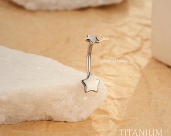 Piercing de ombligo con estrella de titanio de 14G / Piercing de ombligo con barra roscada internamente / Joyería para piercing corporal / Regalos navideños