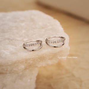 20G Surgical Steel Doube CZ Hoop Nose Ring/Seamless Nose Hoop/Double Nostril Hoop Single Pierced/Nose Jewelry/Hoop Earring/Birthday Gift 8mm