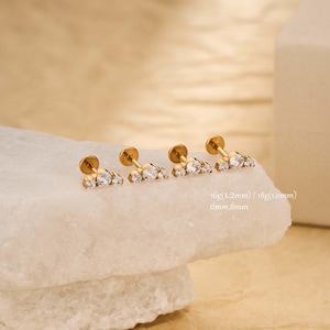 16G / 18G CZ Knorpelohrring/Helix Piercing/Schraubenlos Push Pin Flat Back Stud/Muschel/Tragus Ohrstecker/Ohrlappen Percing/Labret Gestüt