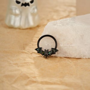 16G Halloween Bat Septum Ring/Conch Hoop/Daith/Cartilage Earring/Huggie Hoop Earrings/Septum Piercing/Hinged Clicker/Halloween Jewelry/Gifts