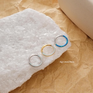 16G Opal Septum Hoop Clicker/Conch Hoop/Daith Earring/Septum Ring/Hinged Segment Hoop/Septum Piercing/Helix Hoop/Septum Jewelry/Gift for Her