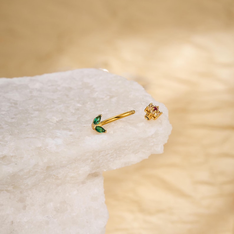 16G Surgical Steel Rook Piercing | Flower CZ Rook Earring | Floral ...