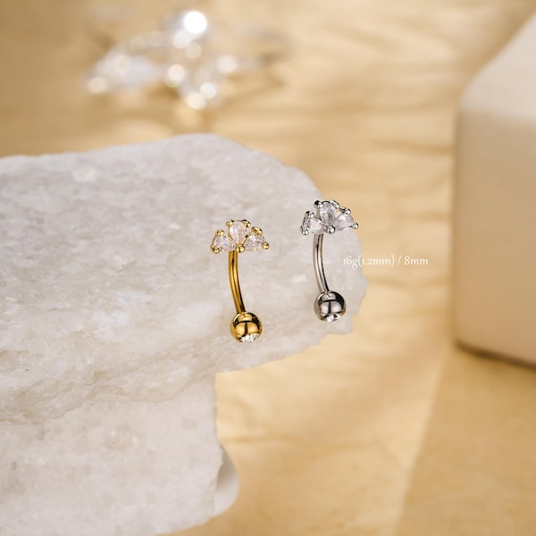 16G CZ Knorpel Ohrring | Blume Turmalin Schmuck | Turm Piercing | Augenbrauen Ring | Curved Barbell | Schmuck Geschenke