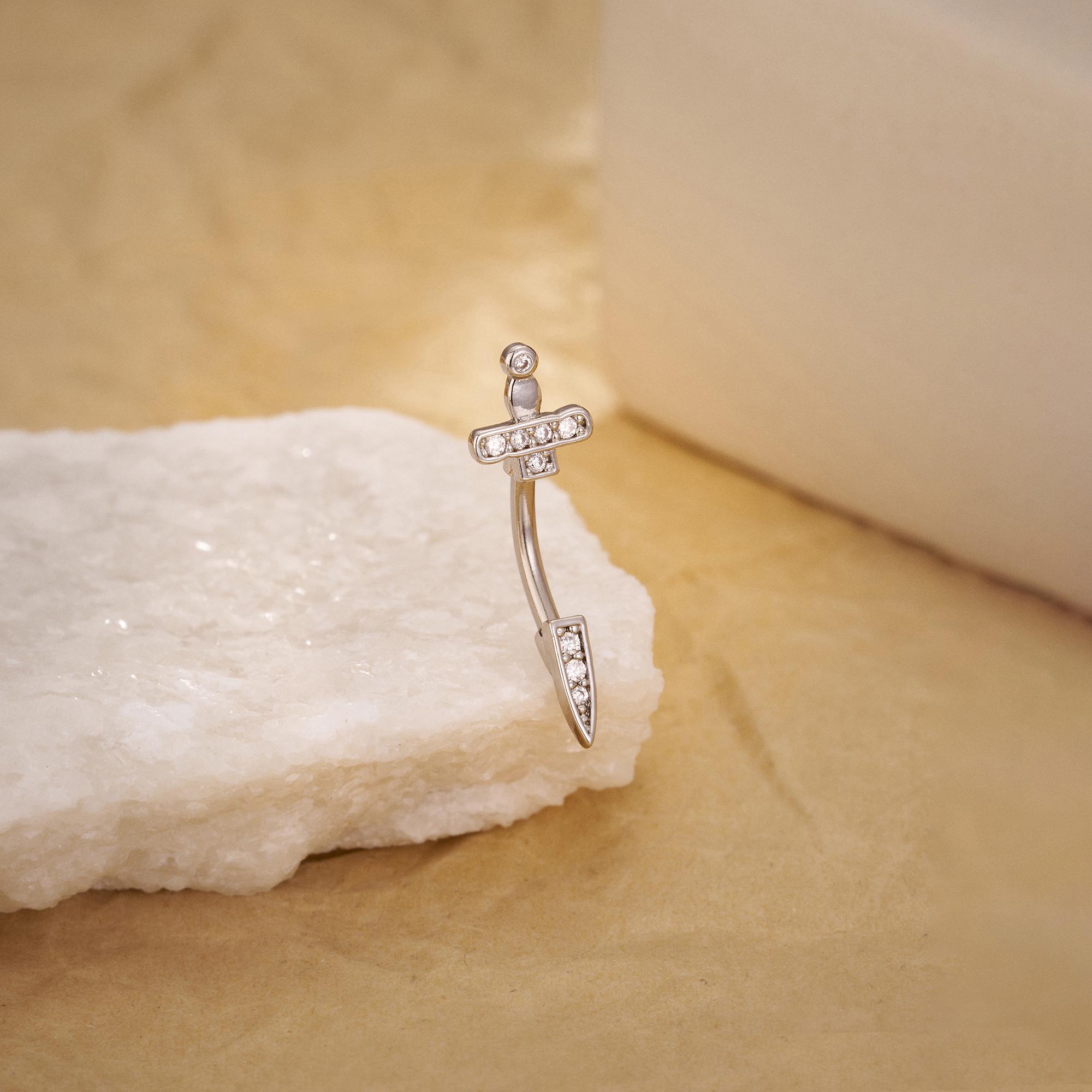 14G Dagger Belly Button Piercing/sword Belly Ring/navel Piercing ...