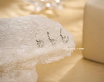 20G Nose Studs in Surgical Steel | 3Pcs Nose Ring | Cut Surface Nostril Piercing | Minimalist Jewelry | Gifts Set