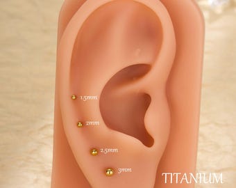 Threadless Cartilage Earring Stud, Tiny Ball Flat Back Earring, Helix Piercing, Nose Stud, Minimalist Earrings