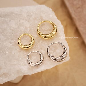 Anello per setto nasale spesso martellato in acciaio inossidabile 16G/Piercing per setto nasale in oro/Segmento incernierato Clicker/Elica/Orecchino a cerchio a conchiglia/Gioielli per setto nasale spesso