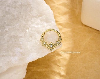 16G verharde bloem septumring, septum clicker CZ, Daith-hoopoorbel, kraakbeen, schelppiercing, geschenken