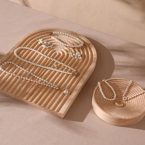 Beech Wood Jewelry Display Ring Holder Necklace Hanger Earring Stand Bracelet Organizer Jewellery Booth Prop Photography Fair Event Showcase
