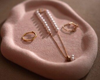 Cloud Suede Jewelry Dish: Ring, Bracelet, Earring Display Tray Prop