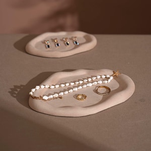 Cloud Suede Jewelry Dish: Ring, Bracelet, Earring Display Tray Prop Beige