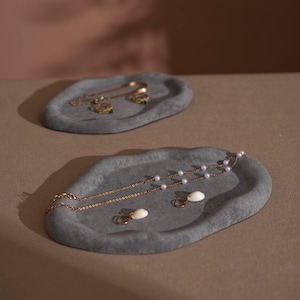 Cloud Suede Jewelry Dish: Ring, Bracelet, Earring Display Tray Prop Light Gray