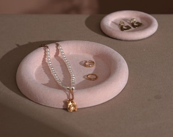 Jewelry Organizer Dish: Suede Ring and Bracelet Tray (14 Colors)