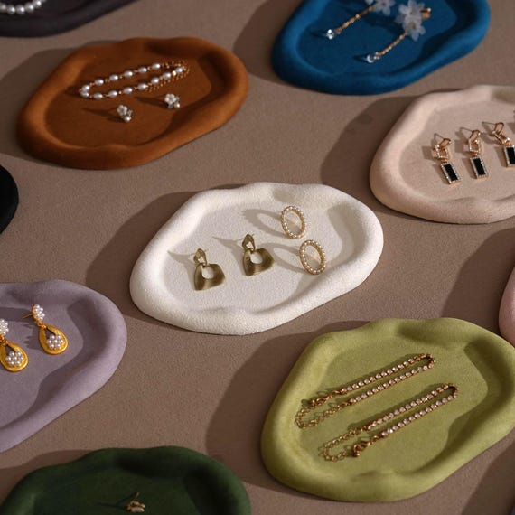 Cloud Suede Jewelry Dish: Ring, Bracelet, Earring Display Tray Prop