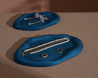 Teal Suede Cloud Jewelry Dish – Ring, Bracelet, Earring Display Tray