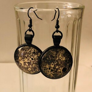 Abstract glass dangle earrings, artistic jewelry, cabochon, cabochon earrings, art jewelry, art earrings, artsy earrings, abstract earrings