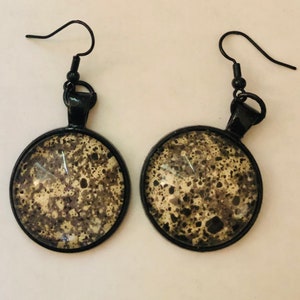 Abstract cabochon earrings, artistic jewelry, sensitive skin, glass dangle earrings, artsy earrings, art jewelry, art earrings