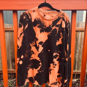 Black long sleeve bleach dyed shirt