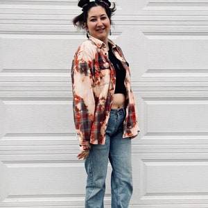 Bleach dyed flannel, vintage flannel