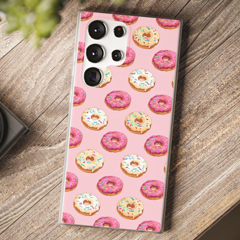 Pink Donuts Flexi Case Slim Phone Case for iPhone 16 15 14 13 12 Pro Max Samsung Galaxy s24 s23 s22