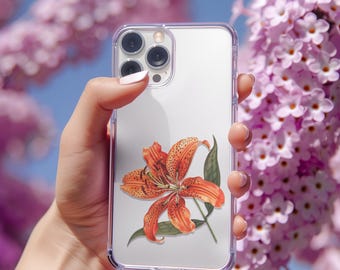 Tiger Lily Clear Flexi Case | Tiger Lily Slim Phone Case for iPhone 16 15 14 13 12 Plus Pro Max Samsung Galaxy Case for s24 s23 s22 Ultra