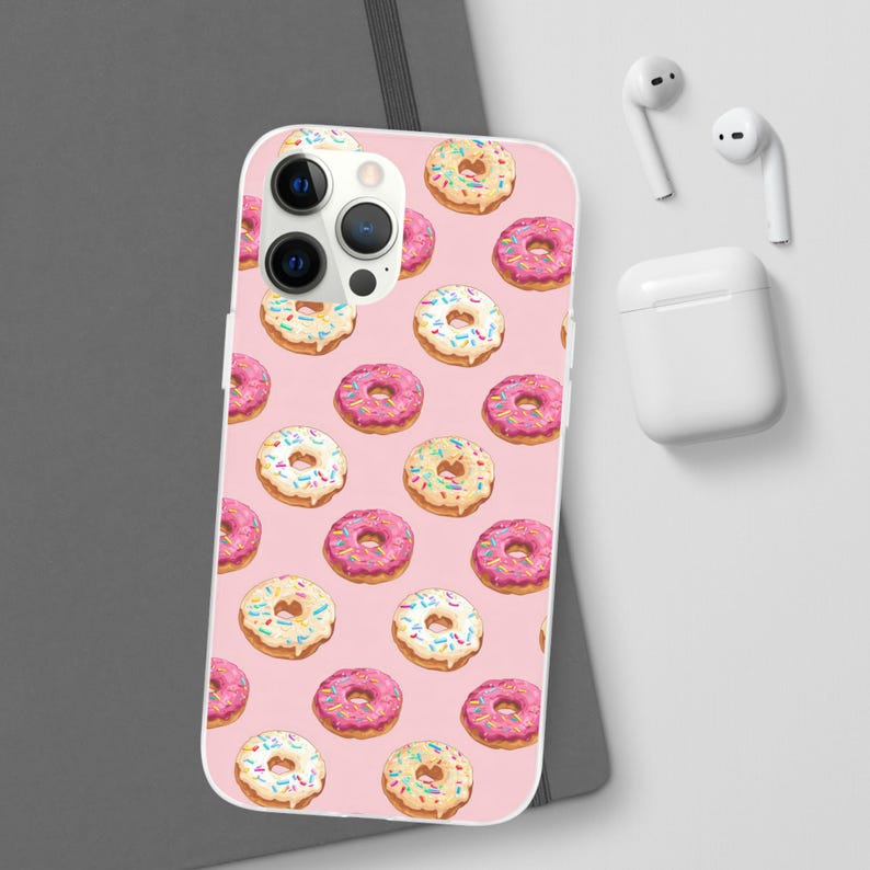 Pink Donuts Flexi Case Slim Phone Case for iPhone 16 15 14 13 12 Pro Max Samsung Galaxy s24 s23 s22