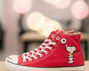 Valentine Cartoon Dog Hand-Embroidered Converse Chuck Taylor 1970s Shoes