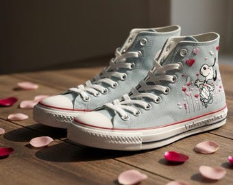 Valentine Cartoon Dog Hand-Embroidered Converse Chuck Taylor 1970s Shoes