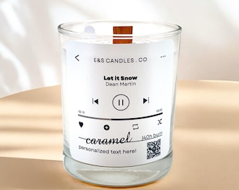 Personalized music candle. The perfect gift for her and him. A scented soy candle. A gift for Christmas, Valentine's Day, Birthdays, or any.