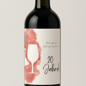 Conjunto de rótulos digitais para garrafas de vinho "Uma boa safra celebra" – Para aniversários importantes (20 a 80 anos)