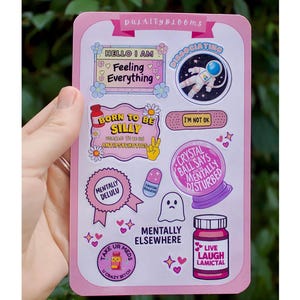 Mental Health Sticker Pack: Therapy Humor, Anxiety Awareness (A6 Sheet, Matte Paper)