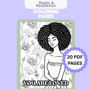 Roots & Resilience Coloring Pages Printable, Mental Health Affirmations PDF, Self Care Coloring Sheets, Inspirational Quote Coloring Book