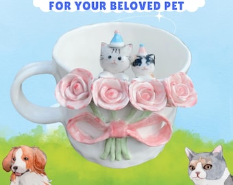 Pet custom mug Custom pet mug handmade Ceramic Coffee Mug Personalized Ceramic Mug with Cat shape with Name Birthday Gift for Pet Owner