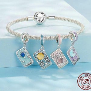 925 Sterling Silver Sole Luna Stella Tarocchi Carte Pendenti Amanti Charm Adatto Originale Fai da Te Bracciale Collana Gioielli Compleanno
