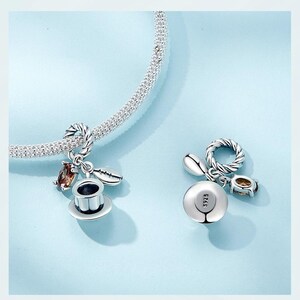 925 sterlingzilveren koffie hangende kraal baverage hanger bedel voor vrouwen originele ketting armband