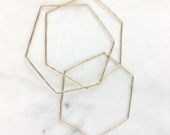 Hand Forged Gold Filled Stackable Hexagon Hammered Geometric Bangle, Geometric Bangle, Minimalist Jewelry // Gold Filled Finish // BB-B001-G