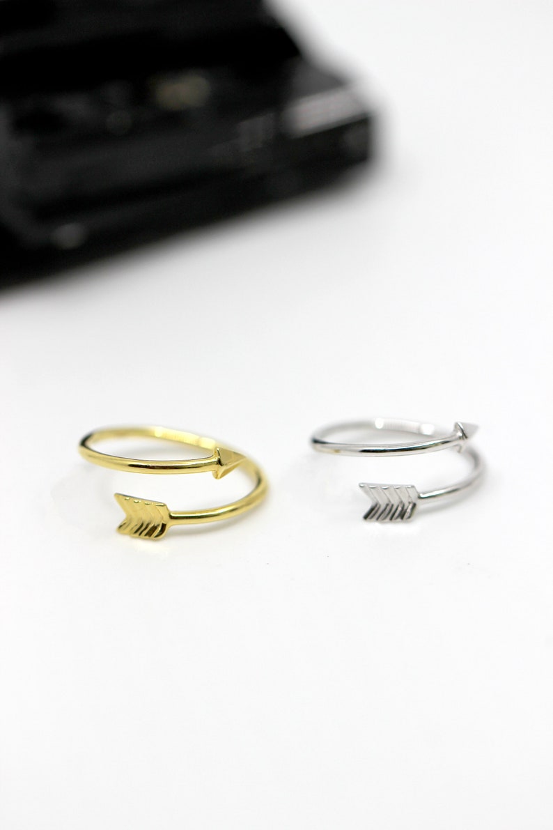Arrow Wrap Ring, Sterling Silver or Gold Vermeil , Adjustable Arrow Ring, Geometric Ring, Chevron Arrow, Modern Knuckle Ring // BB-R005 image 2