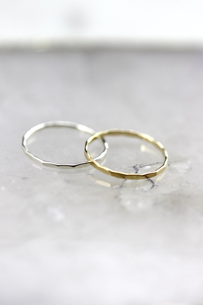 Hand Forged Stackable Hammered Rings, Gold Filled or Sterling Silver, Simple Stacking Band Rings, Modern Geometric Jewelry // BB-R002 image 6