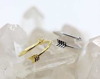 Arrow Wrap Ring, Sterling Silver or Gold Vermeil , Adjustable Arrow Ring, Geometric Ring, Chevron Arrow, Modern Knuckle Ring  // BB-R005