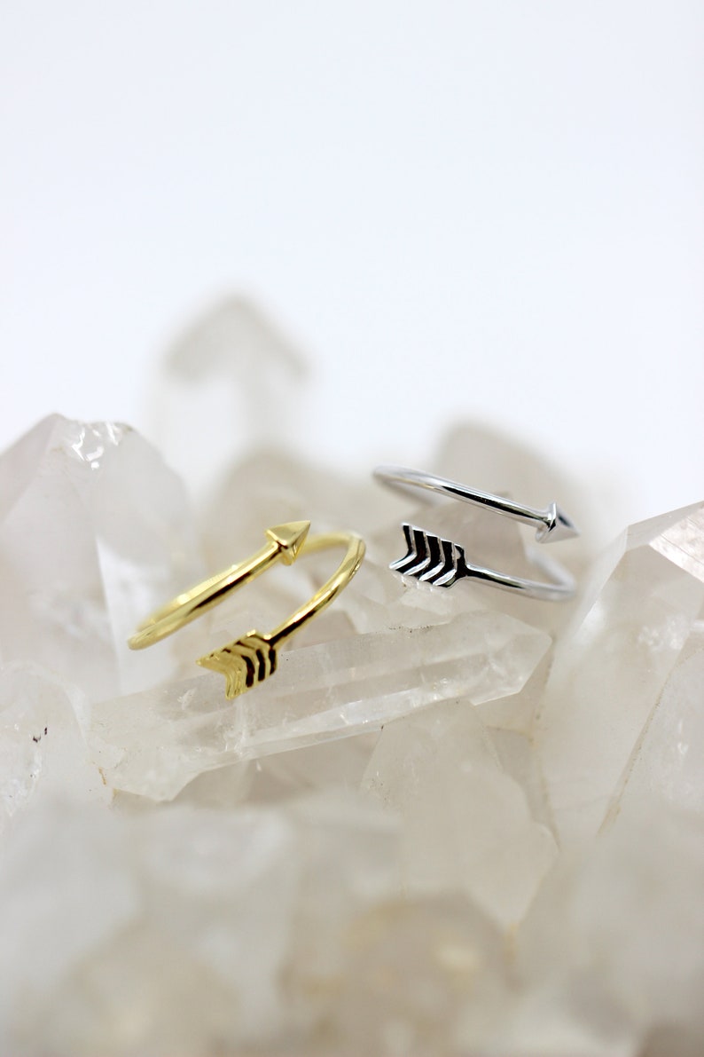 Arrow Wrap Ring, Sterling Silver or Gold Vermeil , Adjustable Arrow Ring, Geometric Ring, Chevron Arrow, Modern Knuckle Ring // BB-R005 image 1