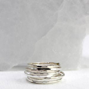 Hand Forged Stackable Hammered Rings, Gold Filled or Sterling Silver, Simple Stacking Band Rings, Modern Geometric Jewelry // BB-R002 image 4