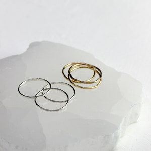 Hand Forged Stackable Hammered Rings, Gold Filled or Sterling Silver, Simple Stacking Band Rings, Modern Geometric Jewelry // BB-R002 image 7