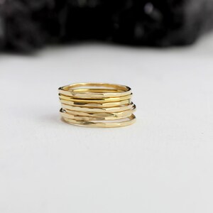 Hand Forged Stackable Hammered Rings, Gold Filled or Sterling Silver, Simple Stacking Band Rings, Modern Geometric Jewelry // BB-R002 image 3