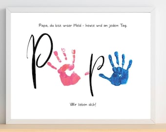 Father Gift Handprint Gift Dad – PDF to Print Father's Day Birthday – DIY – two handprints Dad Gift Father Gift
