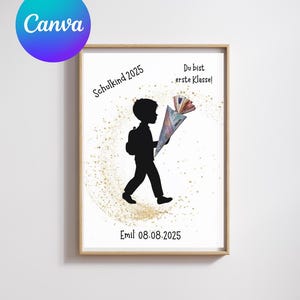 School enrollment gift for boys personalizable Canva- schoolchild – motif with school cone – back to school gift – cash gift – back to school