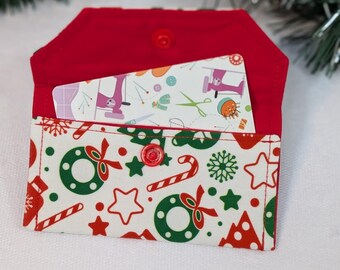 Christmas Gift Card Holder, Fabric Mini Wallet, Snap Closure, Reusable Xmas Stocking Stuffer